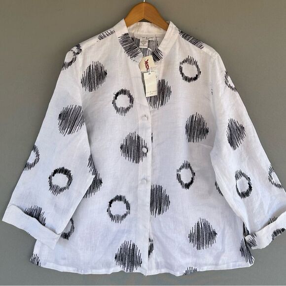 🎉5 for $45🎉 NWT Lucy & Laurel Top Blouse Shirt Size 1X Pure Linen - Picture 2 of 9